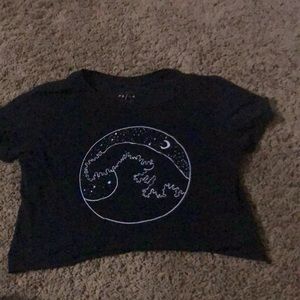 wave + night sky cropped t-shirt